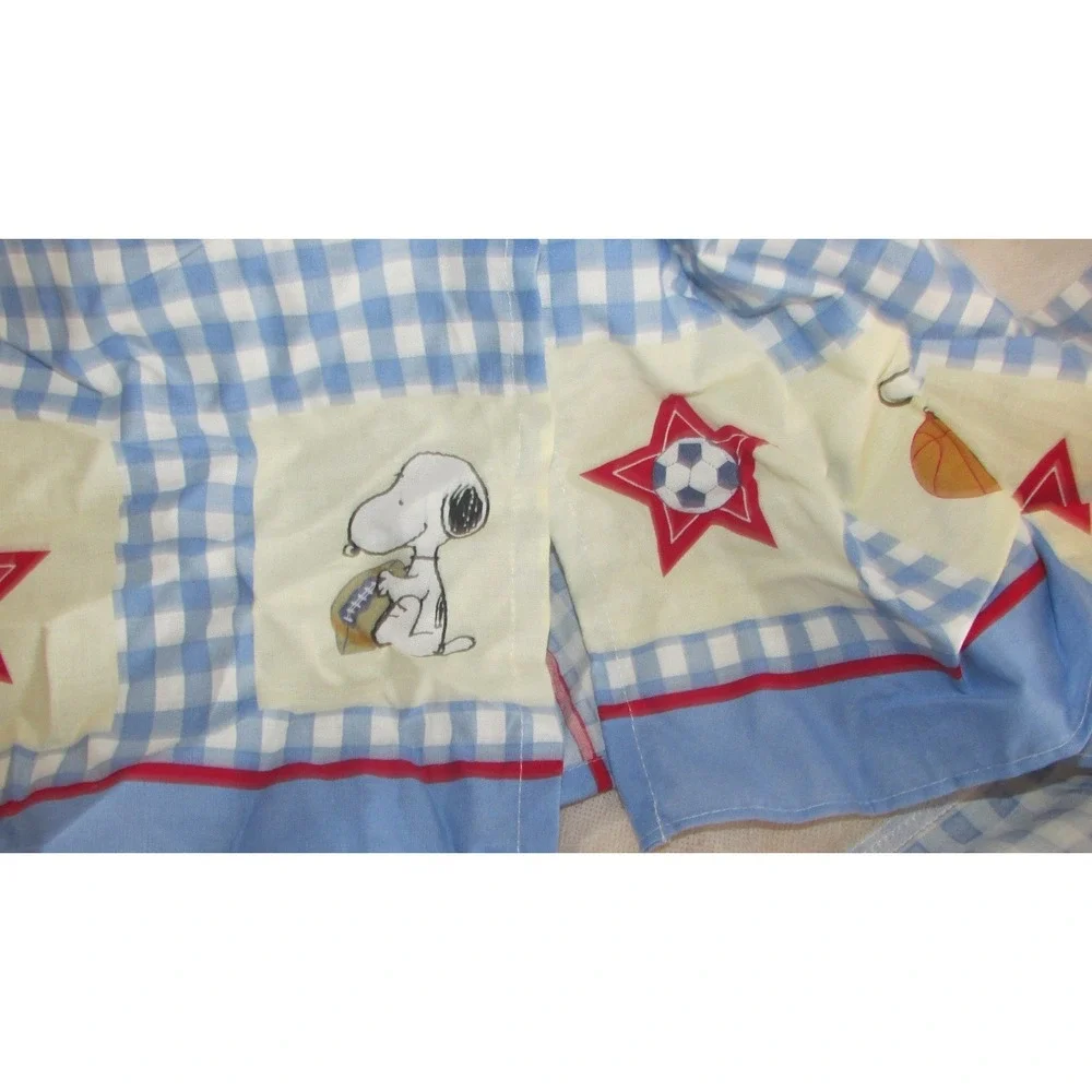 Peanuts snoopy woodstock sports‎ ball crib skirt dust ruffle basketball baseball